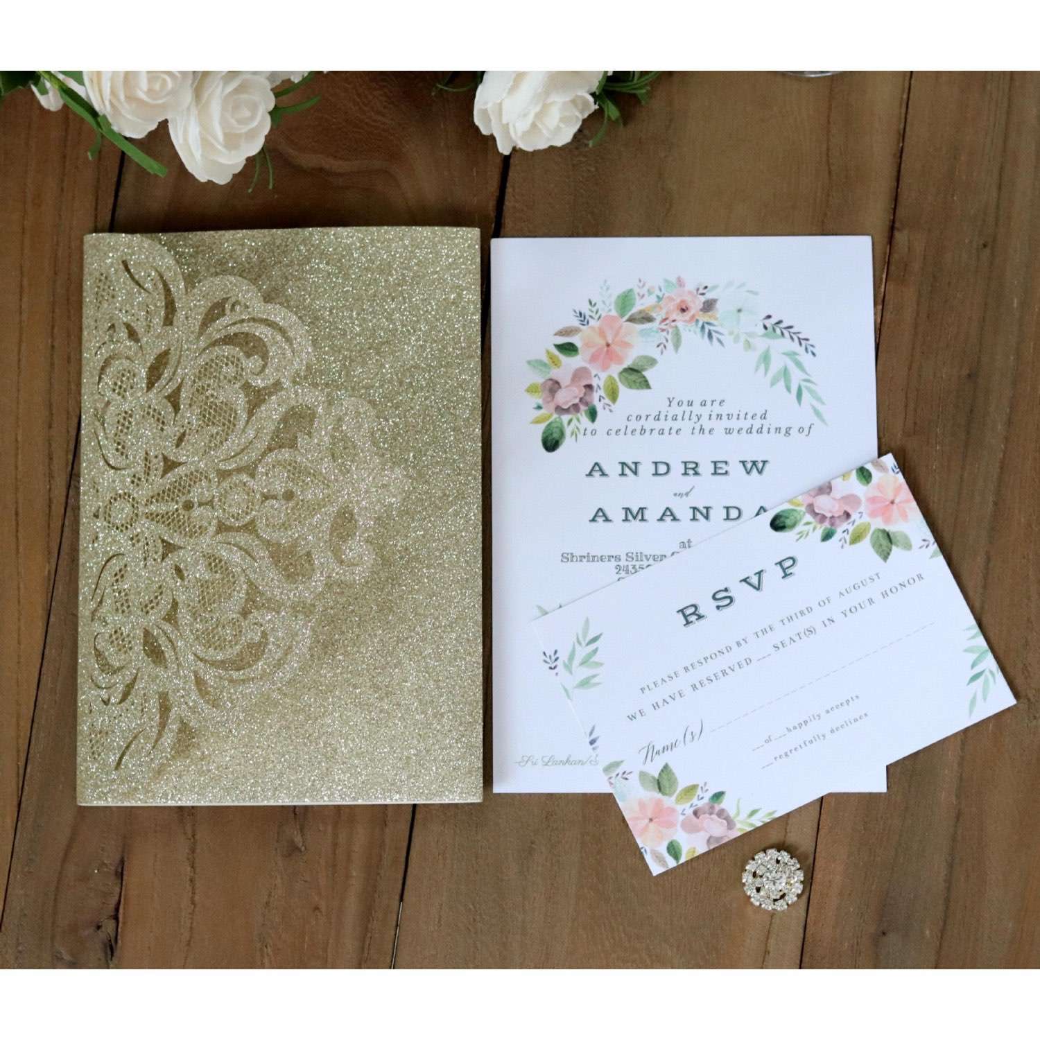 Thank You Card Wedding Card Design Laser Cut Holiday Greeting Card Glitter Card Personalized Custom